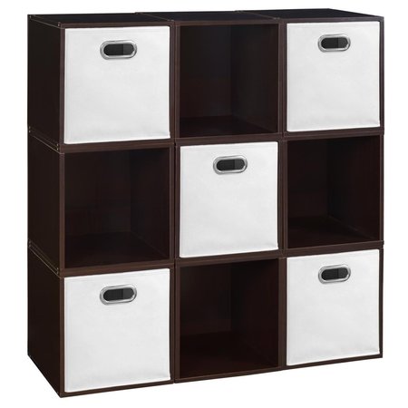 NICHE Cubo Storage Set with 9 Cubes & 5 Canvas BinsTruffle & White PC9PKTF5TOTEWH